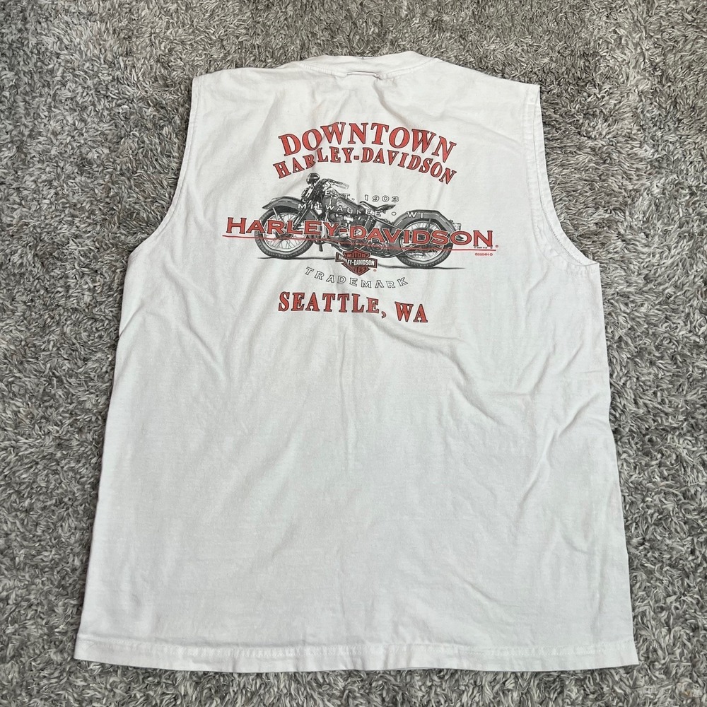 Vintage Harley Davidson Tank Top‎ Large Downtown Seattle Y2K Sleeveless Flathead
